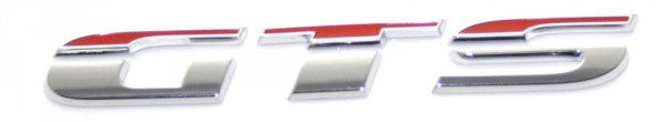 Emblem Vw GTS Glossy Chrome / Flash Red - sett forfra