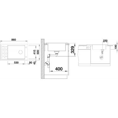 Måltegning Blanco Elon XL 8 S – mål 860x500 mm