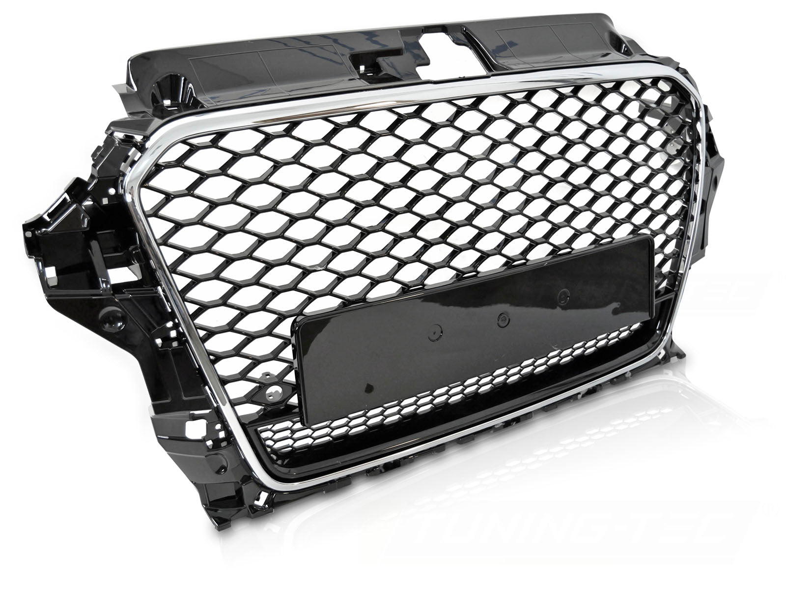 Grill Audi A3 8V 2012-2016 høyglans svart/krom PDC - GRAUD7