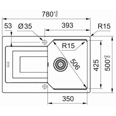 Måltegning Franke Urban UBG 611-78 – mål 780x500 mm