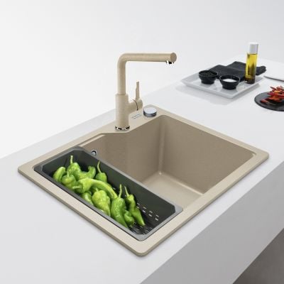 Franke Urban UBG 610-50 kjøkkenvask i granitt beige med enkeltkum sett ovenfra