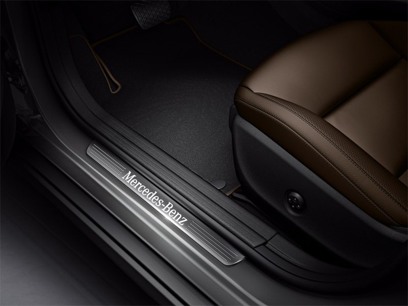 Mercedes OEM dørbeskytter til Mercedes for LED lighting Silver Edition – rustfritt stål