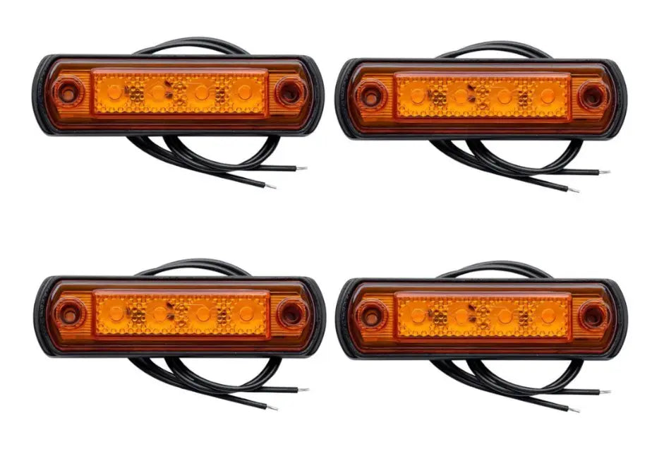 Sett med 4 stk oransje LED klaringslamper på en Horpol gummibase | Nomax.no🥇