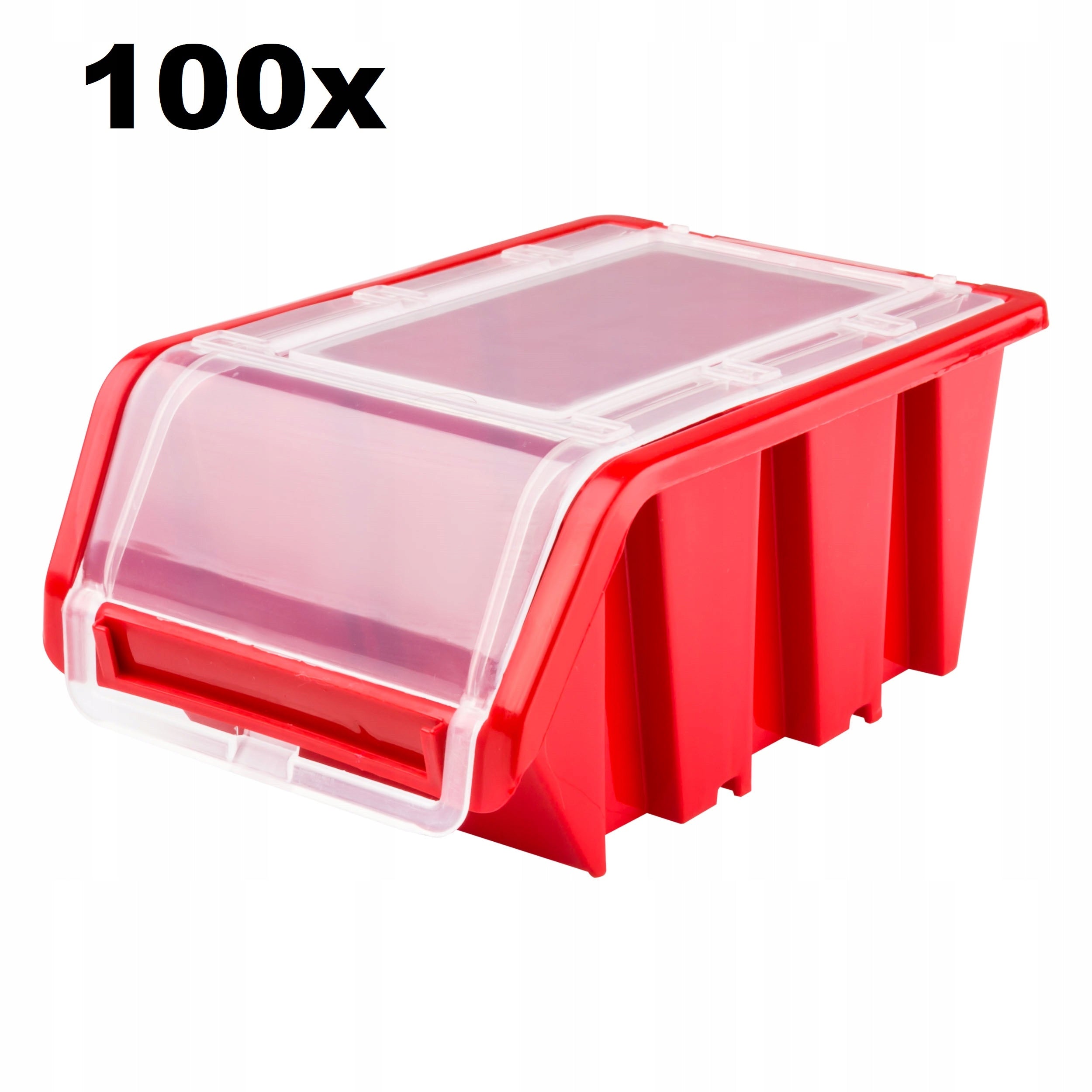 100 X Beholder med lokk Boks 100X155X70 Rød