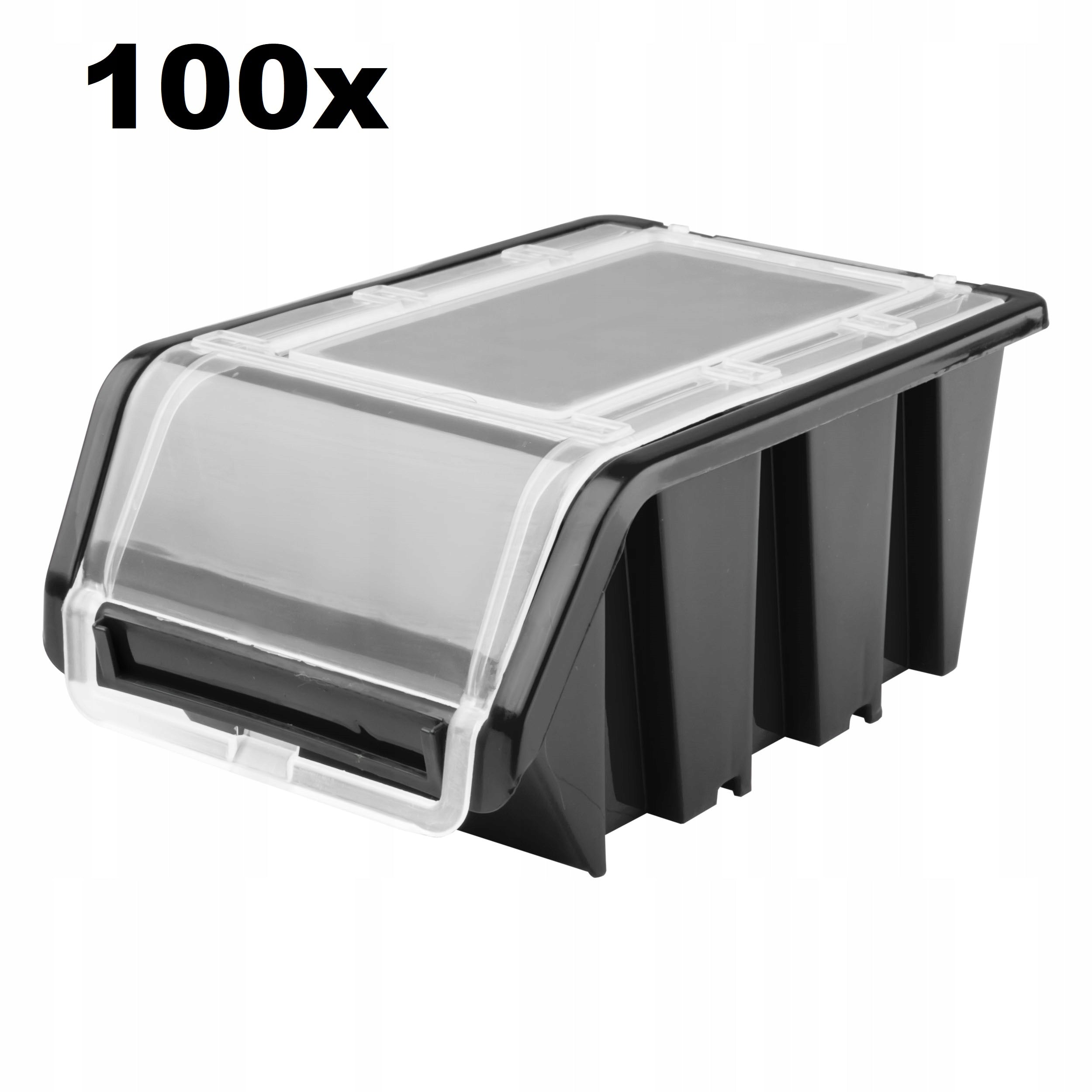 100 X Beholder med Lokk Bac Liten 120X195X90 Sort