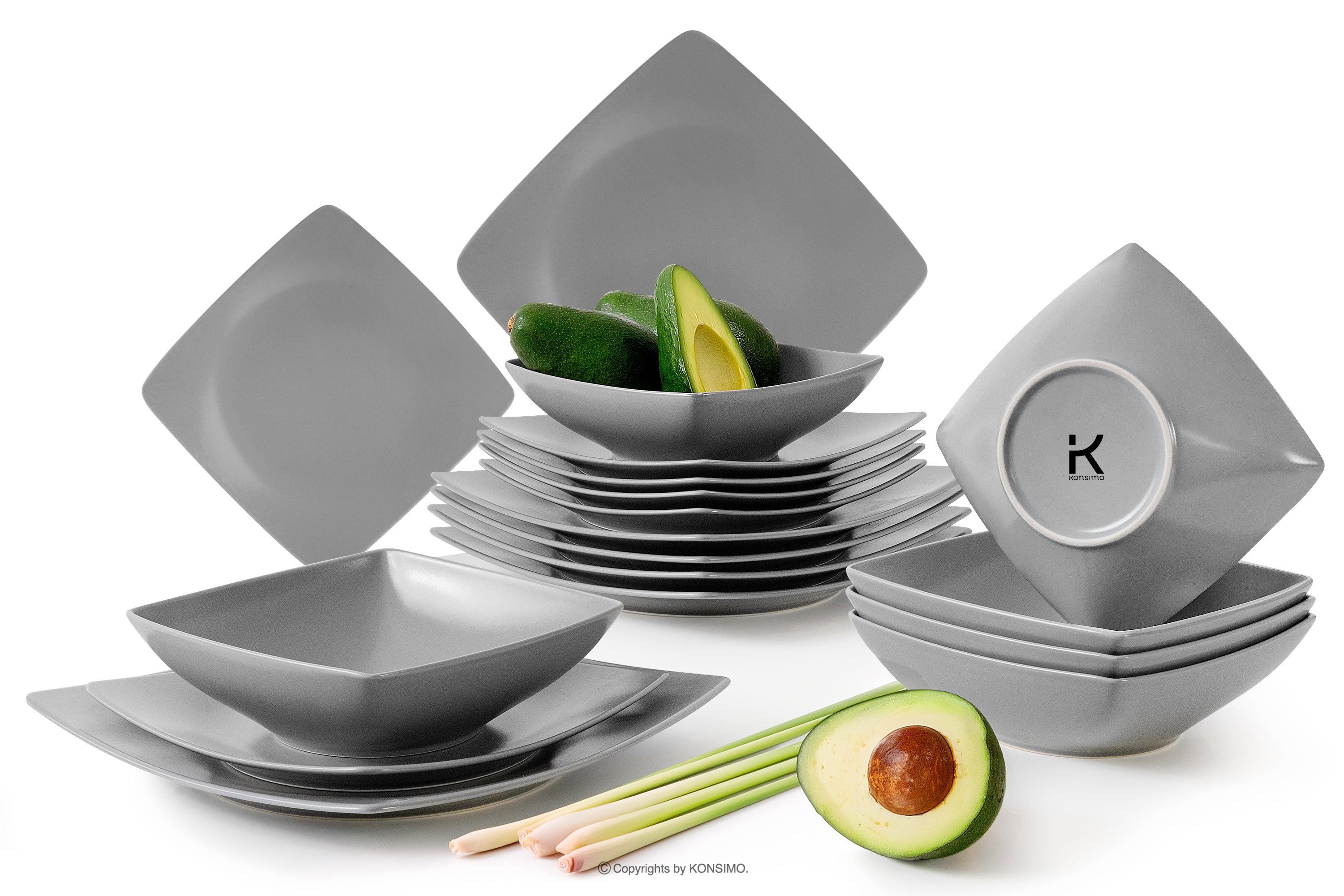 KONSIMO EPIRI middagsservise 6 personer grå matt