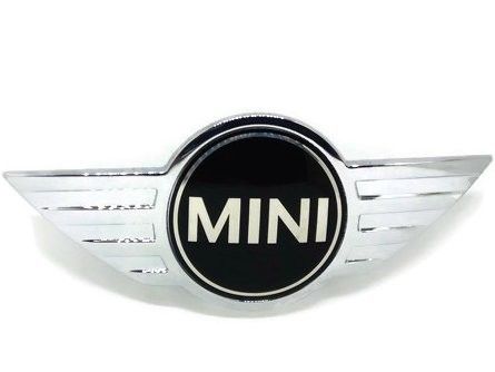 Emblem/logo til Mini One i svart og krom for bakluke, passer originale modeller