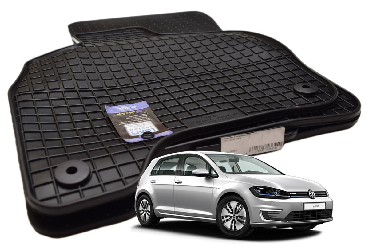 Gummimatter til VW e-Golf (2014-2021) – skreddersydd sett med 4 matter, svart, 10 mm kanthøyde