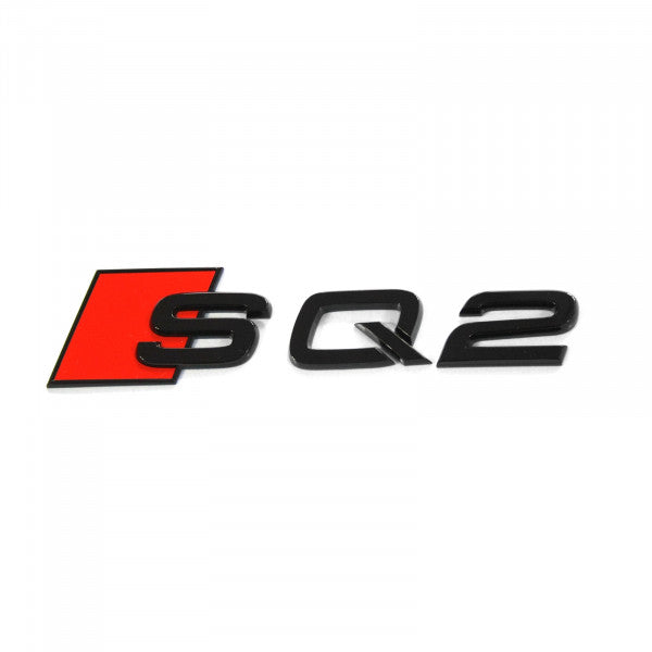 Emblem/logo til Audi SQ2 Black Glossy / Red i svart blank og rødt til bakluke