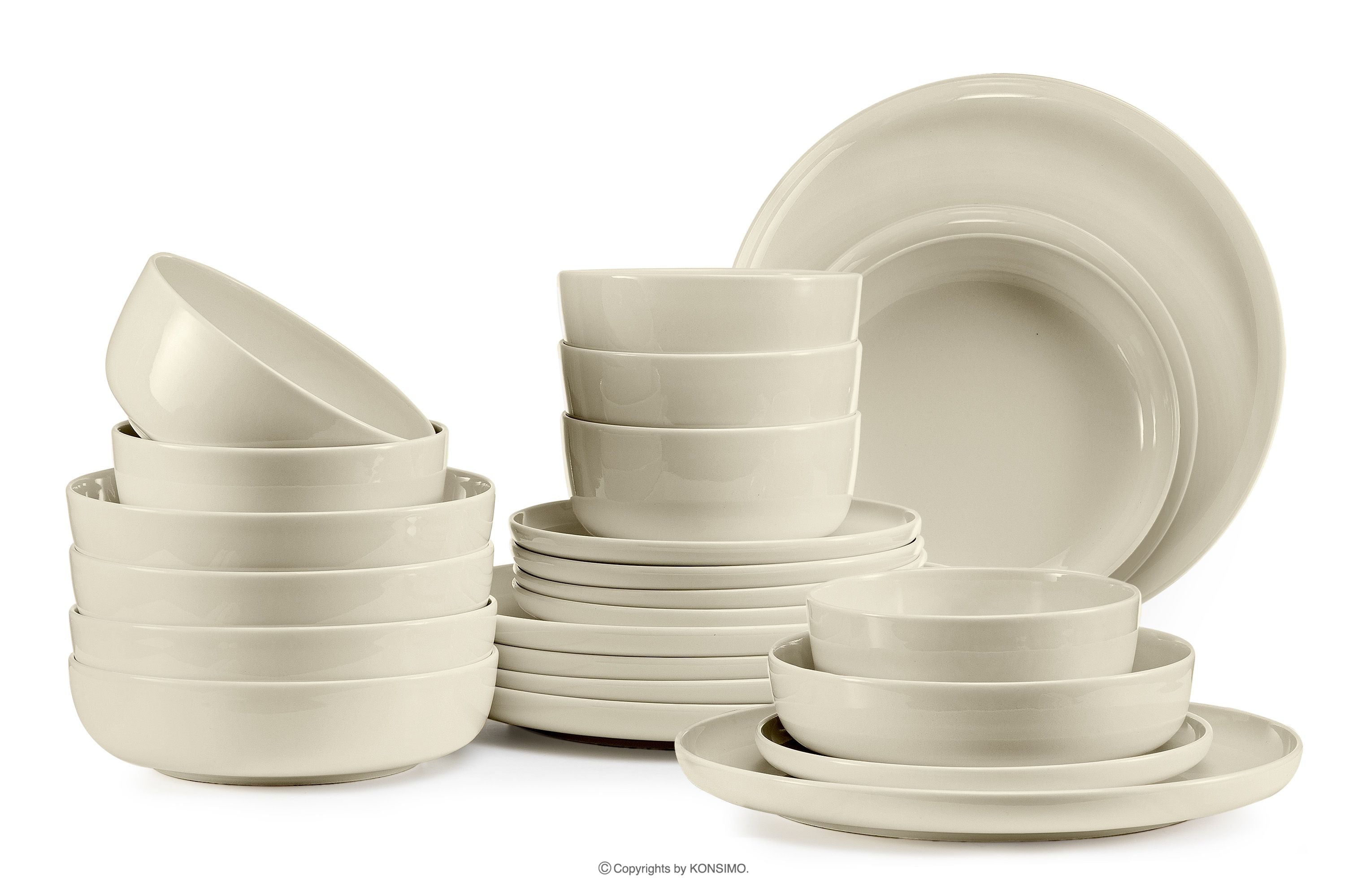 KONSIMO VICTO middagservise 6 personer beige høyglans