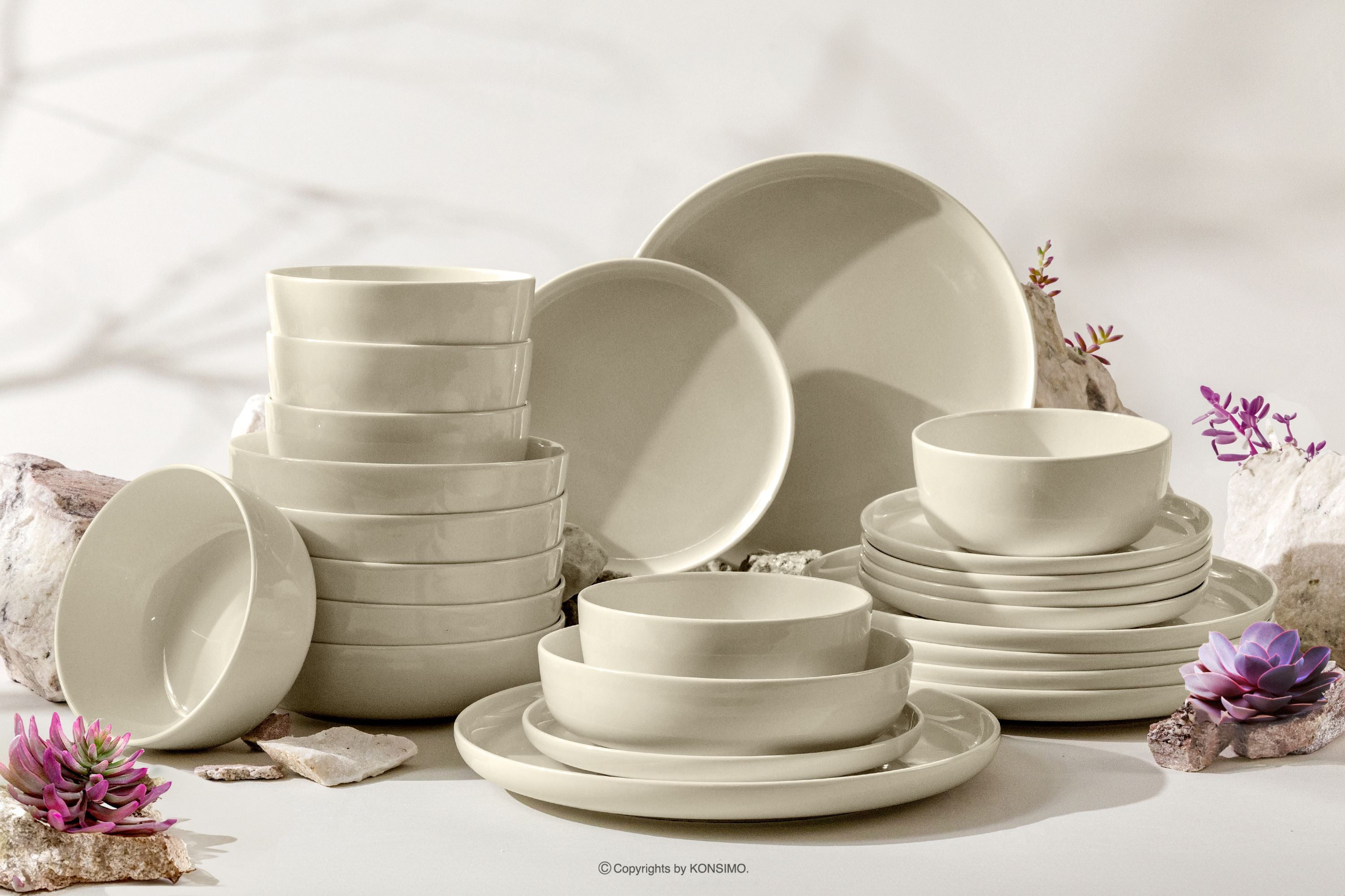 KONSIMO VICTO middagservise 6 personer beige høyglans