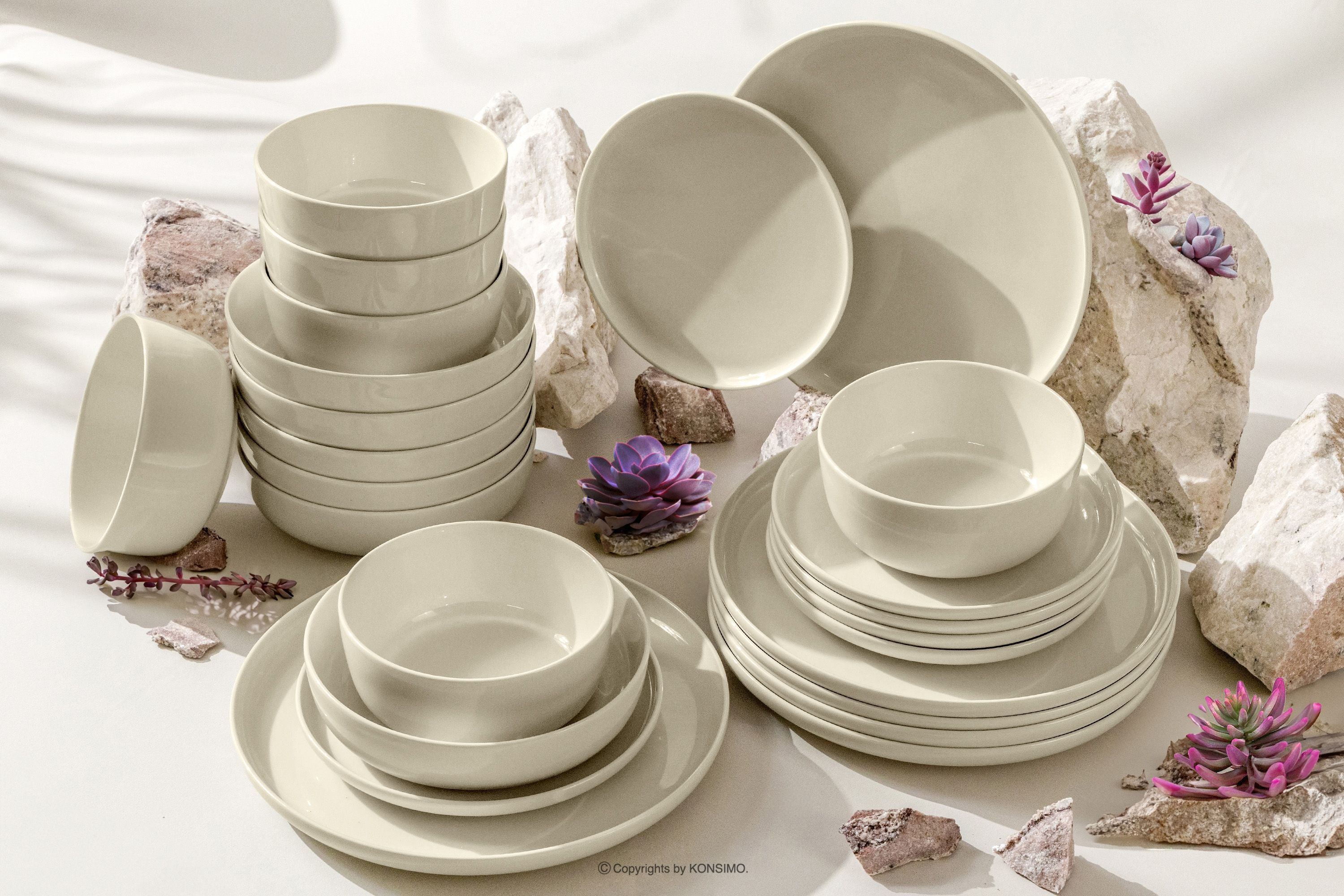 KONSIMO VICTO middagservise 6 personer beige høyglans