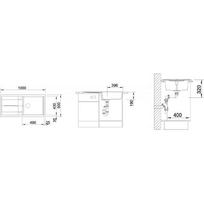 Måltegning Blanco Metra XL 6 S – mål 1000x500 mm