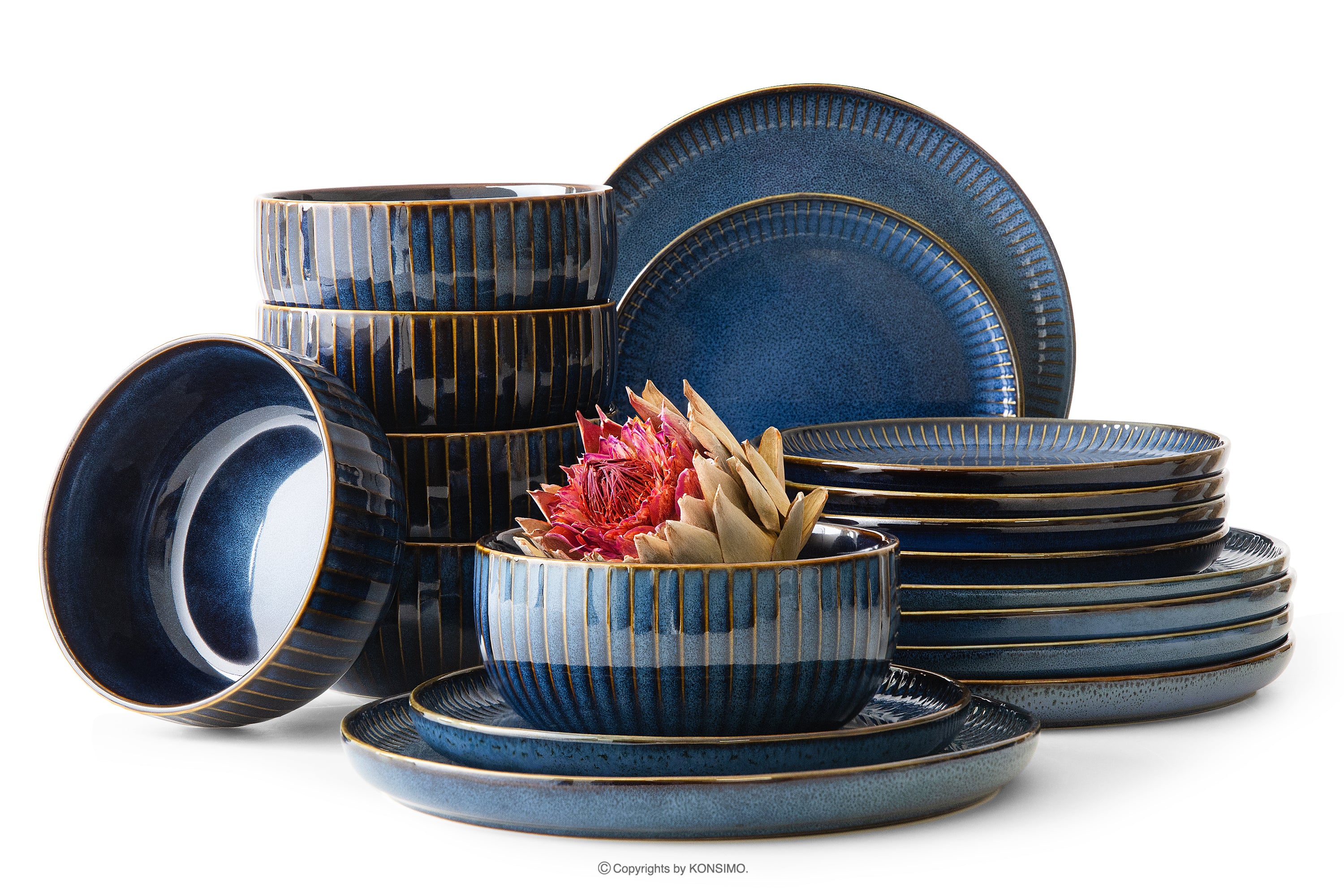 KONSIMO AD STRIPES middagservise 6 personer granatblå