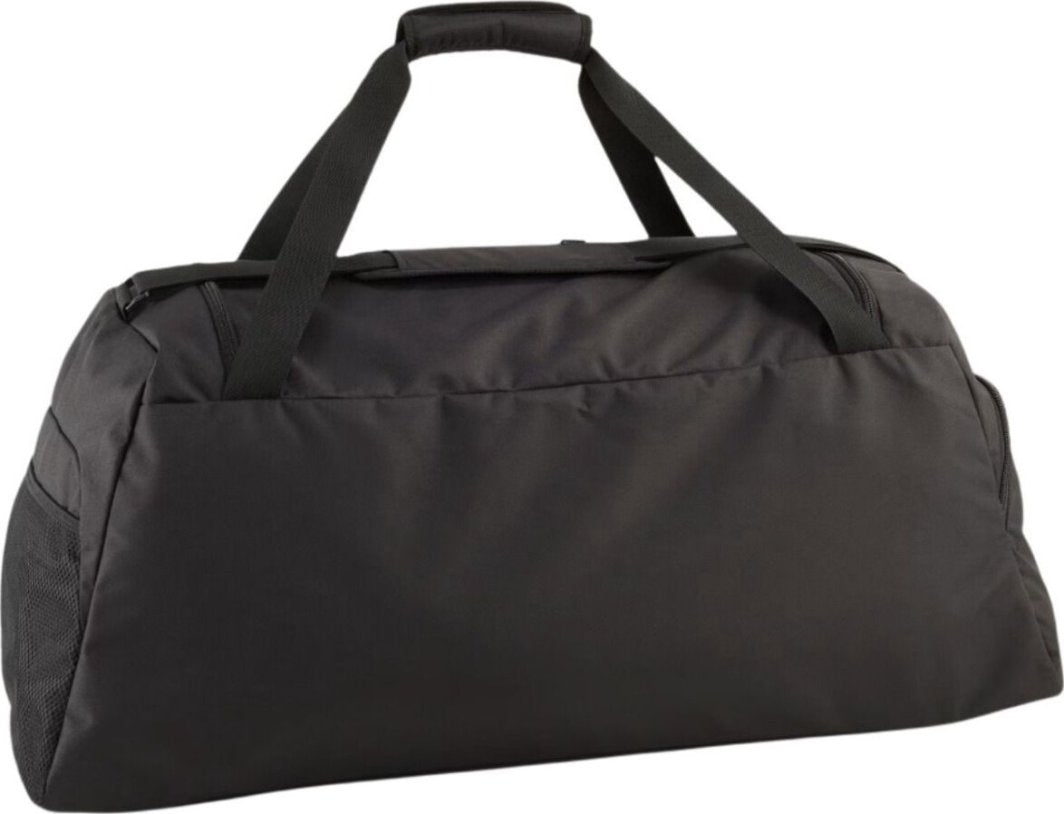 Sportsbag i svart tekstil sett bakfra med to bærehåndtak, uten synlige logoer eller detaljer.