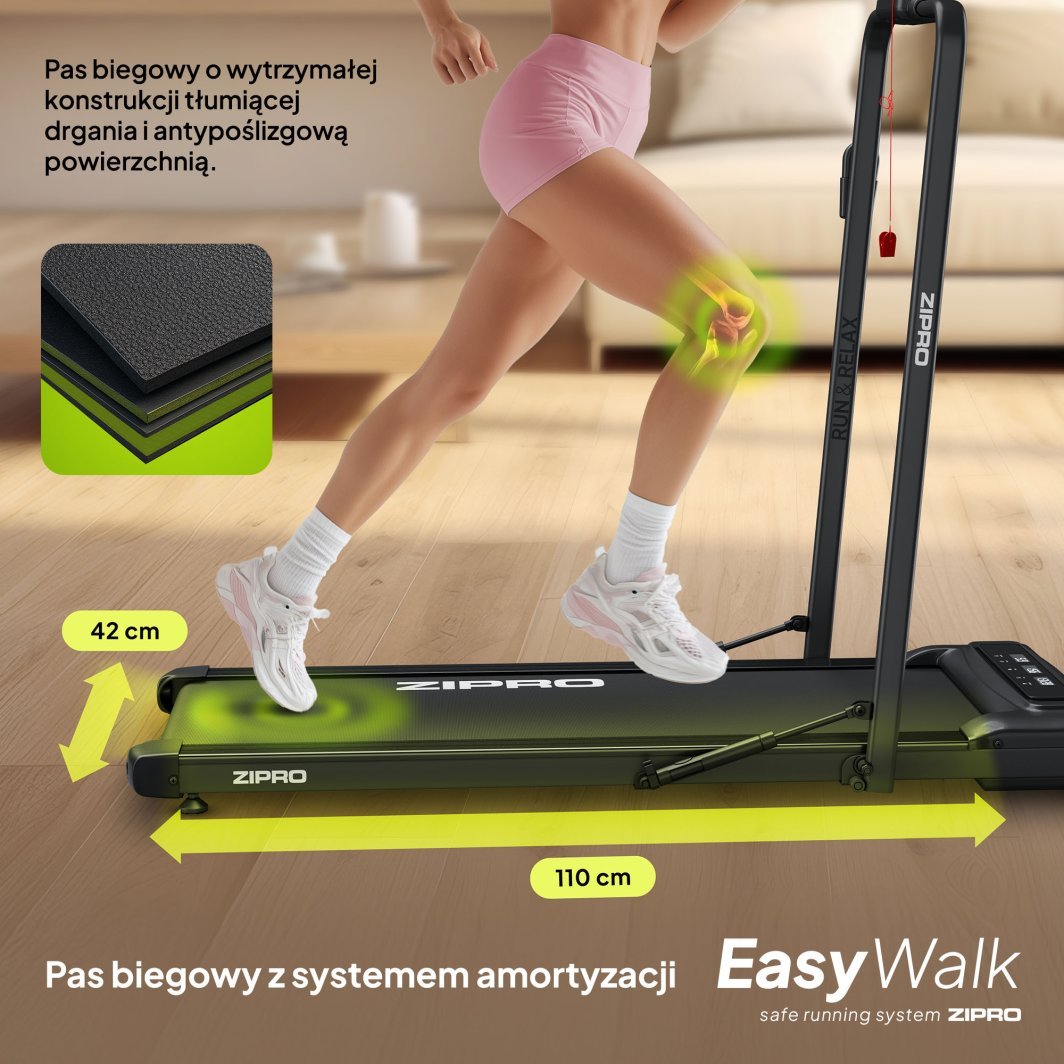 Tredemølle sammenleggbar walking pad 40x120cm for hjemmet Zipro Newlite