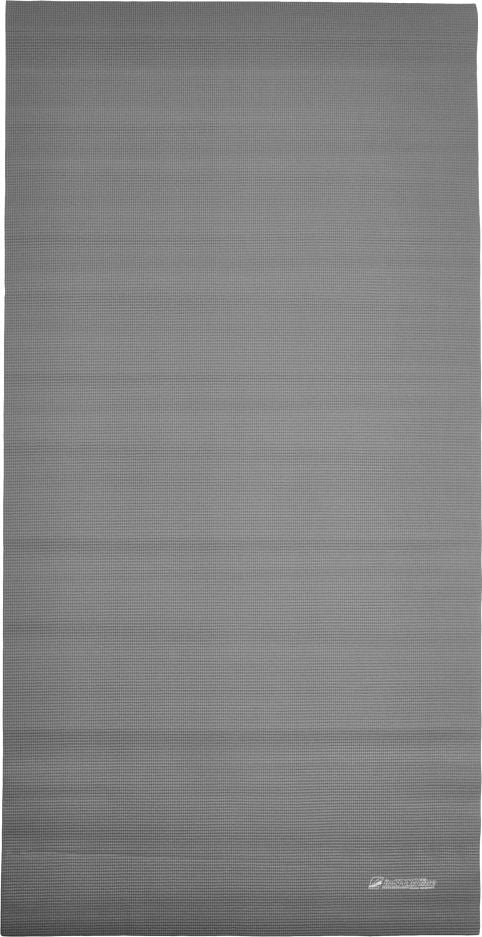 Beskyttelsesmatte i grått med strukturert overflate, sett ovenfra, liten logo nederst til høyre i bildet.