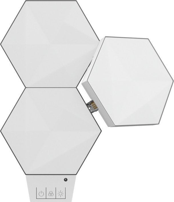 Tredemølle hjemme RGB Hexagon lyspanel med fire hvite LED-moduler og synlig kontrollpanel.