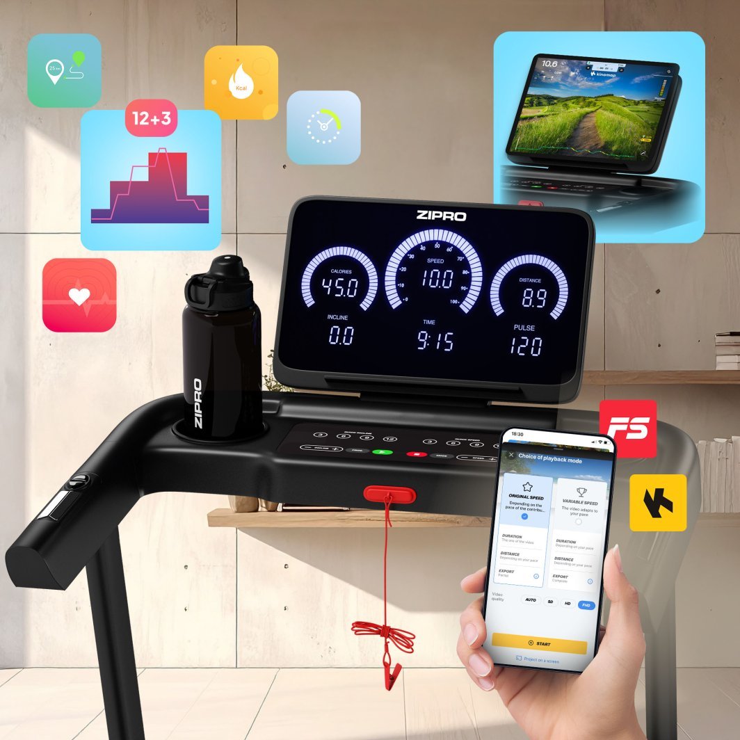 Tredemølle elektrisk 115x44cm for hjemmetrening, sammenleggbar Zipro Luma