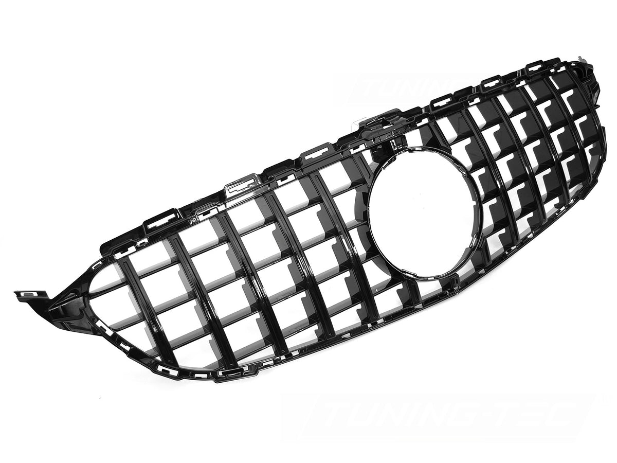 Grill til Mercedes C-Klasse W205 14-21 i sort sett rett forfra på hvit bakgrunn.