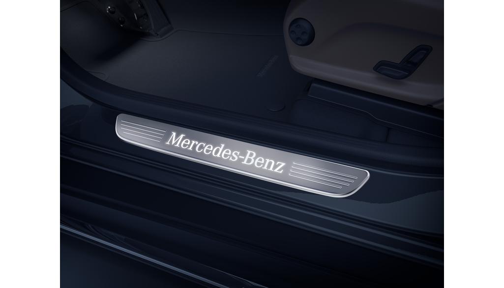 Mercedes OEM dørbeskytter til Mercedes EQC / GLC (C253 X253) for LED lighting Silver Edition – rustfritt stål