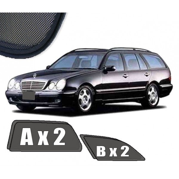 Sr solskjerm i akryl til Mercedes E-Klasse (W210) STV med enkel montering og røykfarget finish