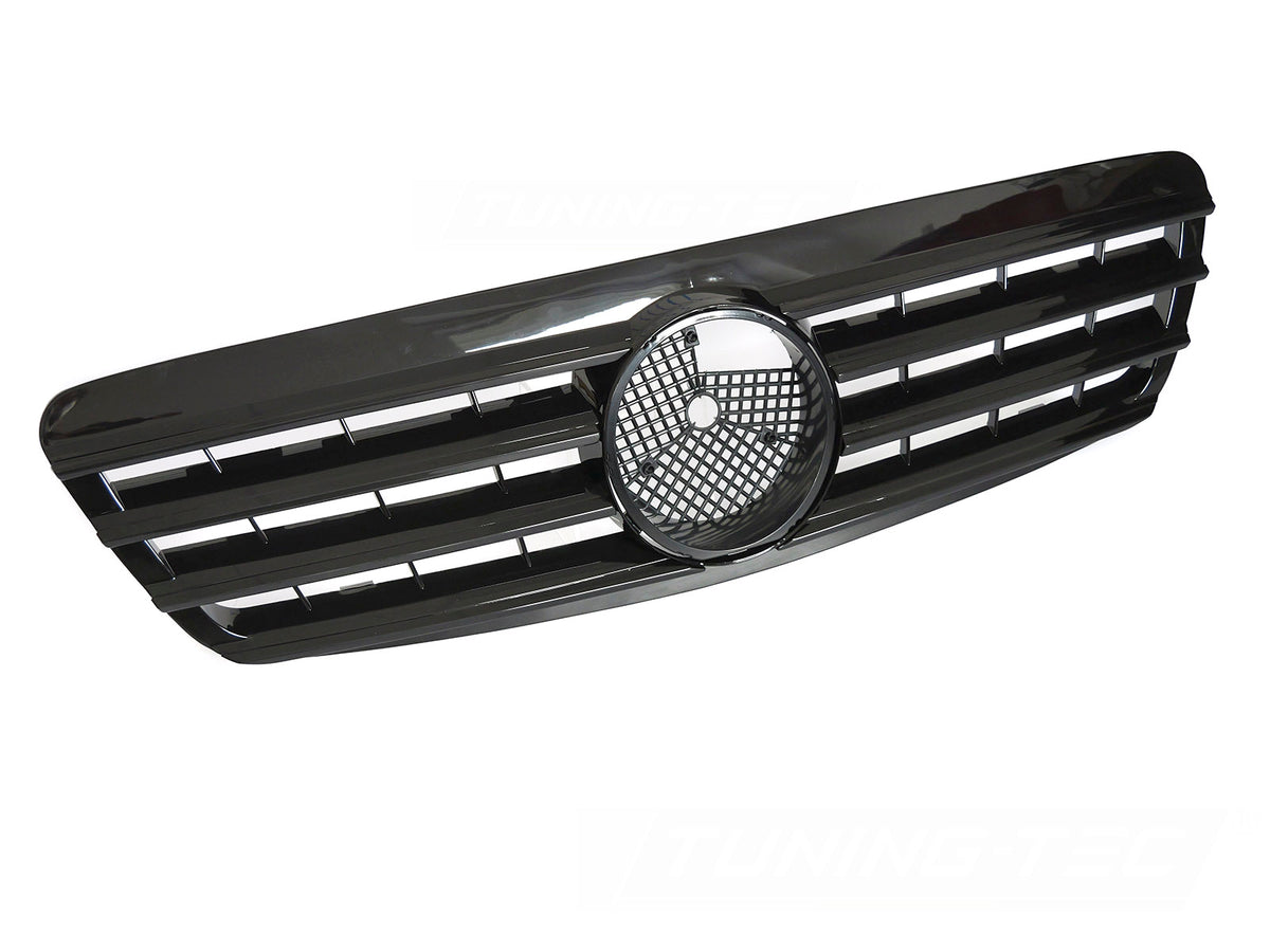 Grill til Mercedes S-Klasse W220 98-02 i sort sett rett forfra på hvit bakgrunn.