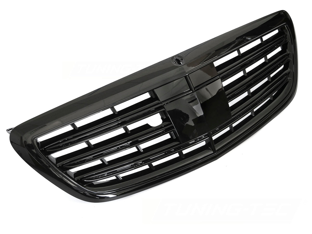 Grill til Mercedes S-Klasse W222 13-17 i sort sett rett forfra på hvit bakgrunn.