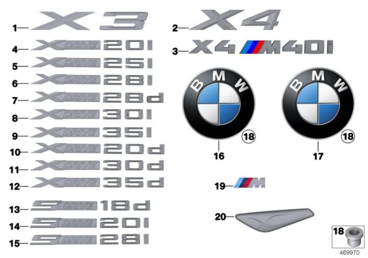 Emblem Bmw X3 (F25) / BMW X4 (F26) Chrome Edition | Bmw Ag - nærbilde