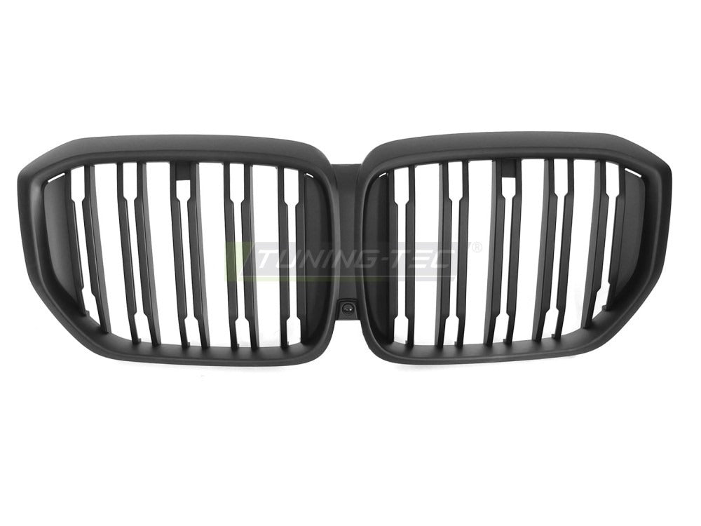 Detaljbilde av Grill X5 G05 LCI 23- matt sort med lamellstruktur og BMW-nyrer.