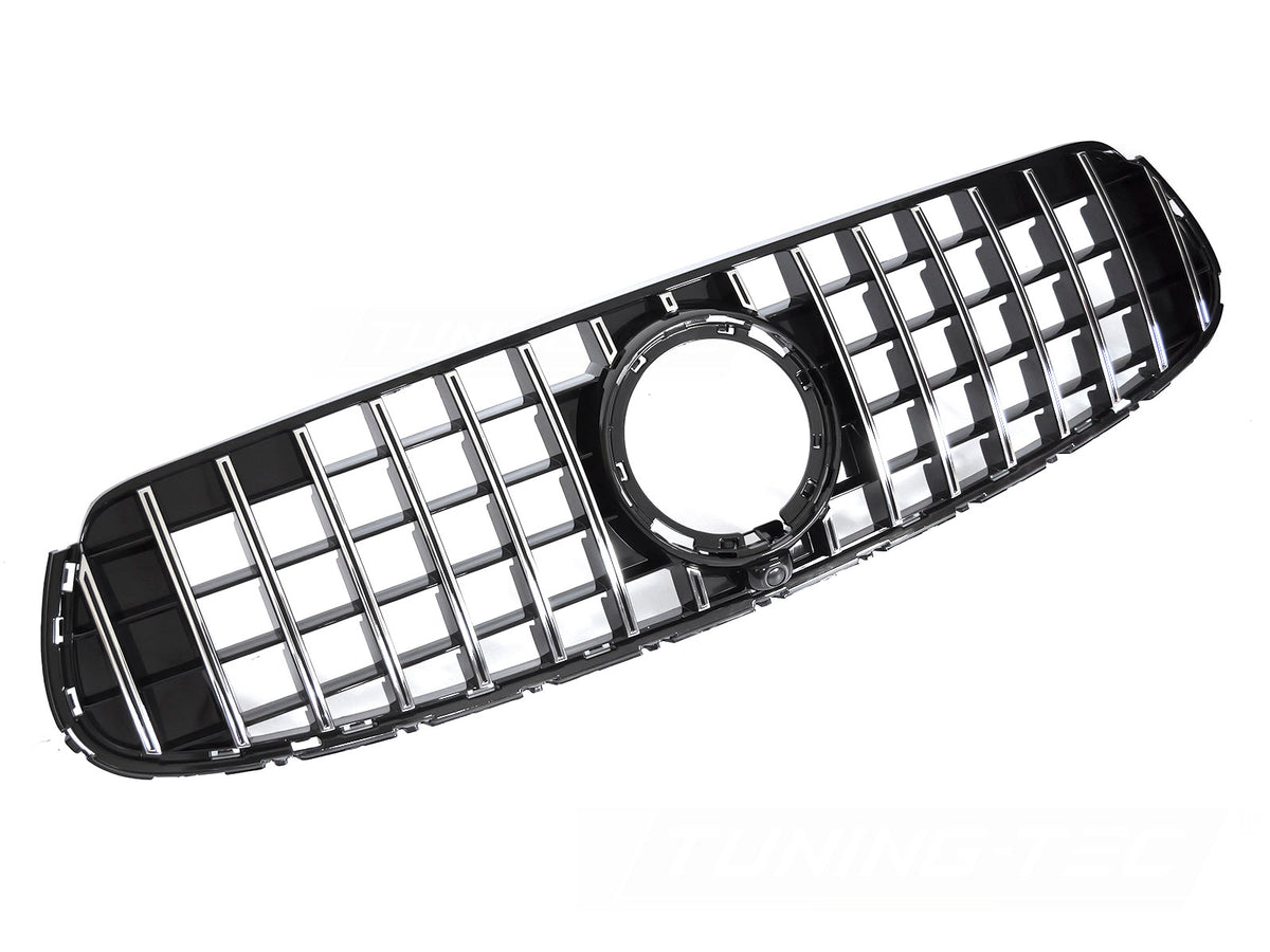 Grill Sport Blank Sort Krom til Mercedes GLC W253/C253 19-22 sett rett forfra på hvit bakgrunn.