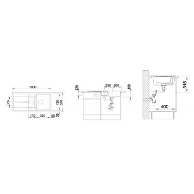 Måltegning Blanco Metra 6 S – mål 1000x500 mm