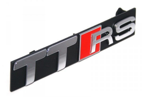 Emblem/logo til Audi TTRS Coupe / Roadster (8J) i krom, original ABS-komponent med perfekt passform til frontgrill