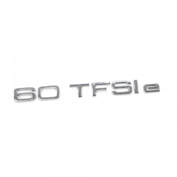 Emblem/logo til Audi 60 TFSIe Chrom i kromfarge for bakluke, laget i ABS Automotive-materiale