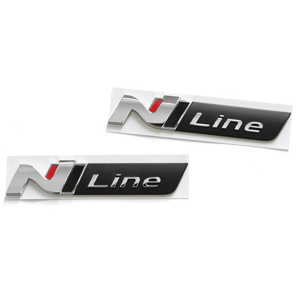 Emblem/logo til Hyundai N-Line Kona > Black / Chrome / Red i ABS-materiale, perfekt passform og enkel montering
