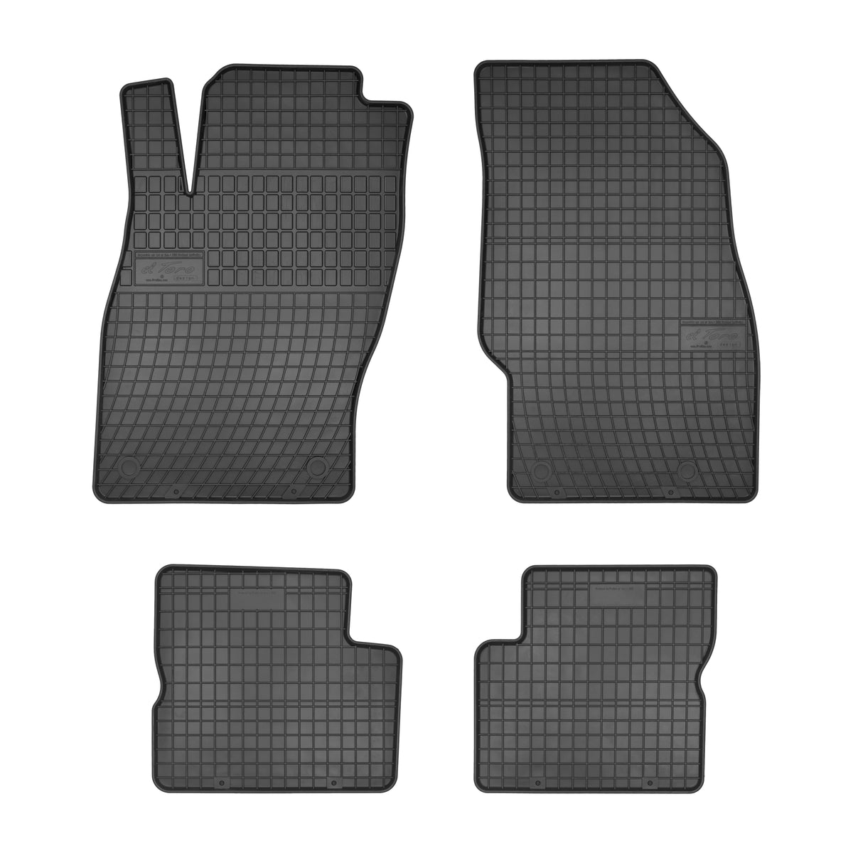 Frogum gummimatter til Opel Adam / Corsa D (2013–) – svart-anthracite, sett med 4 stk, sidekant 1 cm