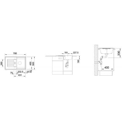 Måltegning Blanco Zia 45 S – mål 780x500 mm