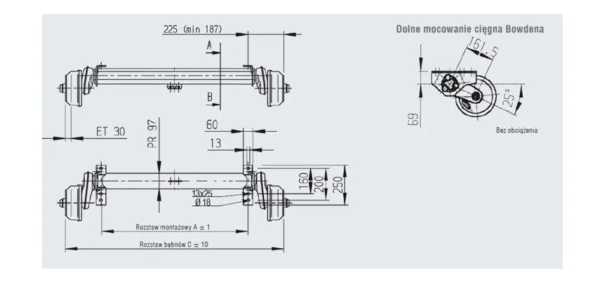 Bremset aksel for tilhengere AL-KO 1600 mm C: 2050 mm 1500 kg 5x112 | Nomax.no🥇_1