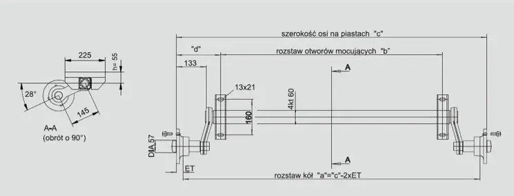 Ubremset aksel for tilhenger KNOTT VG7 750 kg 1260 mm | Nomax.no🥇_1