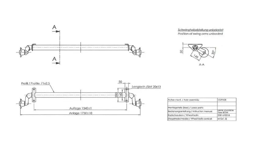 Ubremset aksel for tilhengere AL-KO optima 1340 mm 750 kg 100x4 | Nomax.no🥇_1