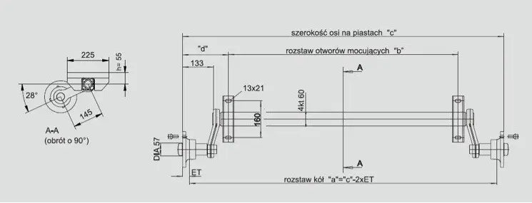 Ubremset aksel for tilhenger KNOTT VG7 750 kg 1130 mm | Nomax.no🥇_1