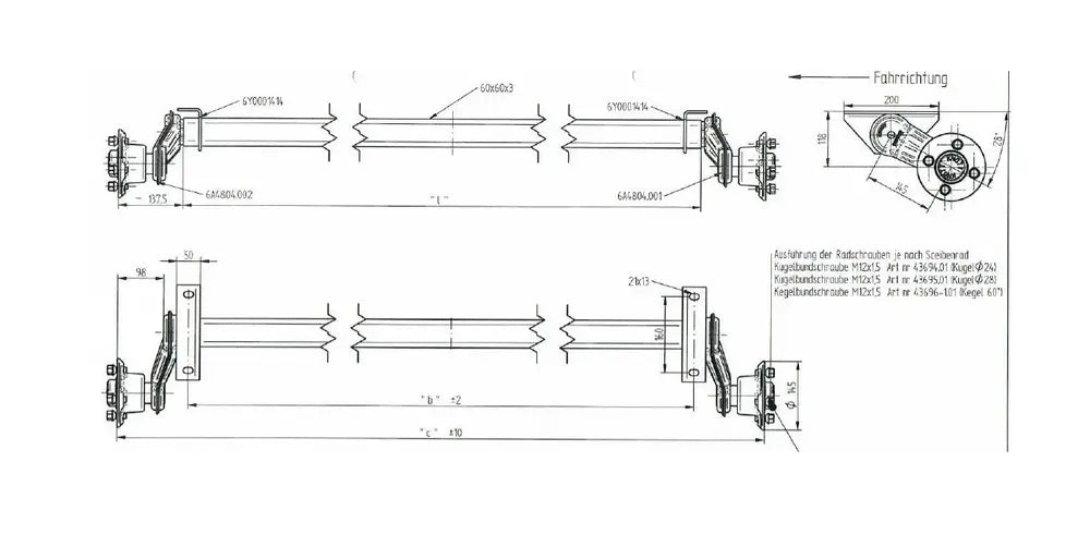 Ubremset aksel for tilhenger KNOTT VG7 750 kg 1070 mm | Nomax.no🥇_1