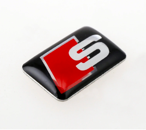 Emblem Audi 3D felg ratt emblem A2 A3 A4 A5 A6 A7 A8 RS4 RS6 17x9mm S Line - sett forfra