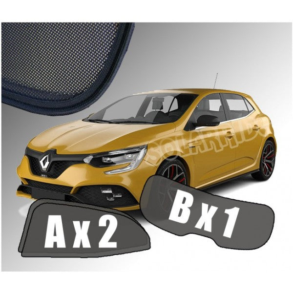 Sr solskjerm i akryl til Renault Megane Hatchback IV, vindavviser for bedre ventilasjon og regnbeskyttelse