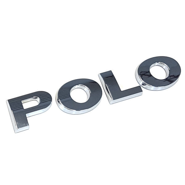 Emblem/logo til VW Polo 5 Glossy Chrome i blank krom, laget i ABS-materiale med original passform