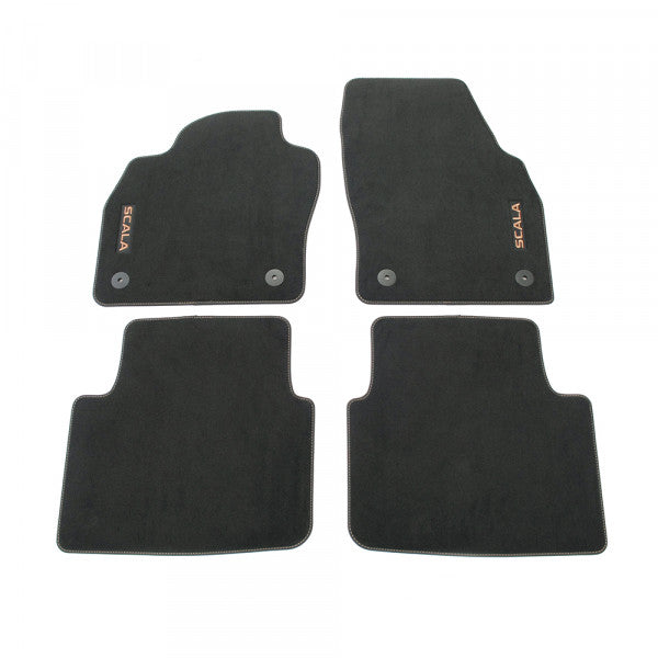 VAG OEM stoffmatter til Skoda Scala – stoffmateriale satin svart