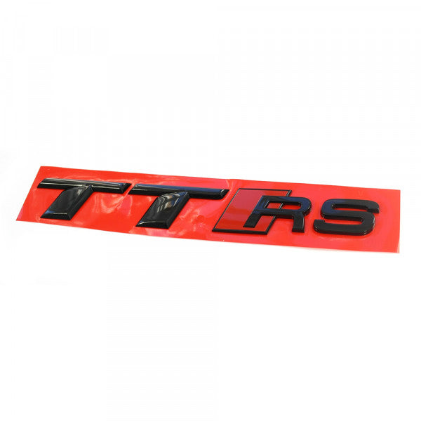 Emblem/logo til Audi TTRS Black Glossy i svart blank utførelse, montert på bakluke