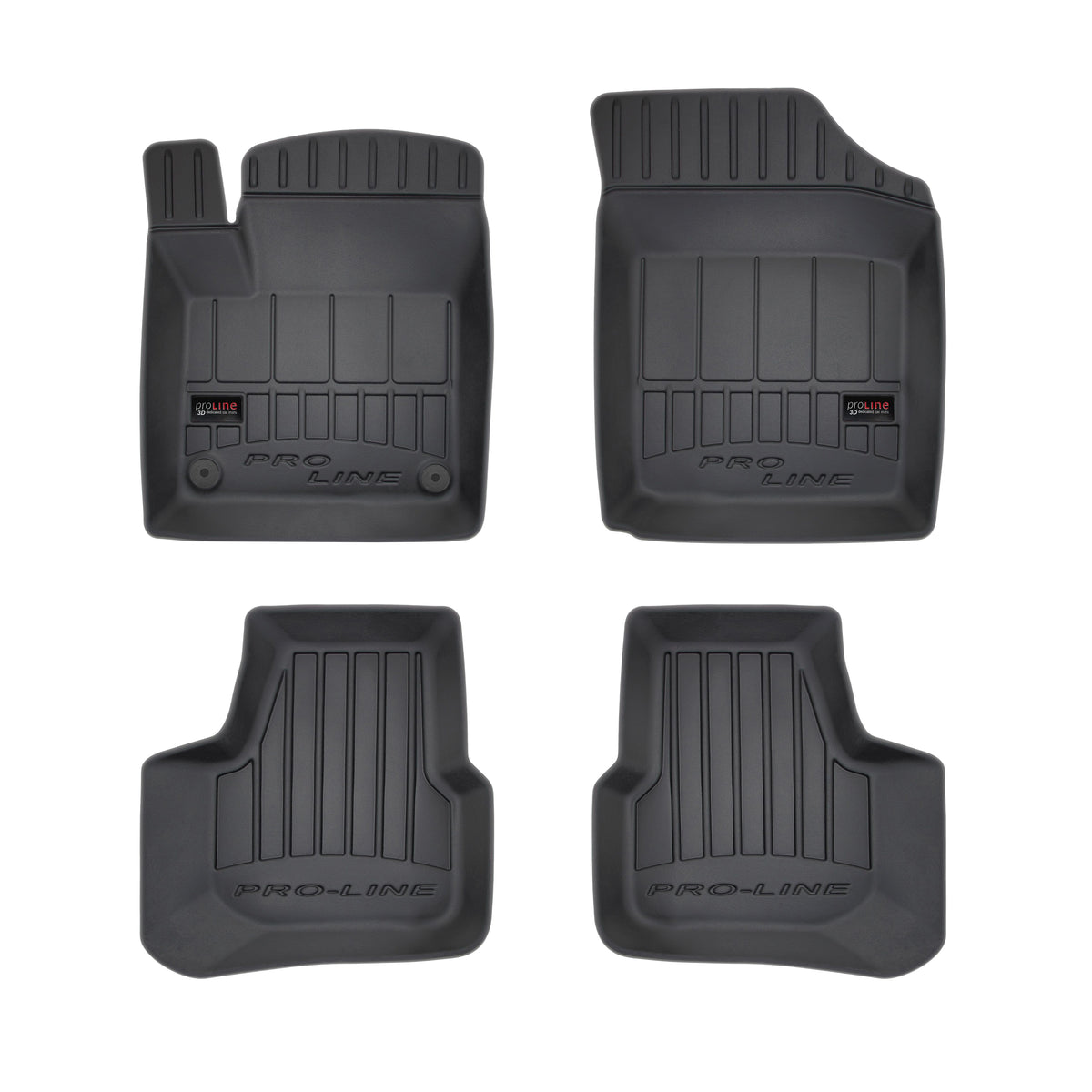 Frogum 3D Premium gulvmatter i TPE til VW UP! (2011–) – svart sett med 4 matter og 60 mm sidekant