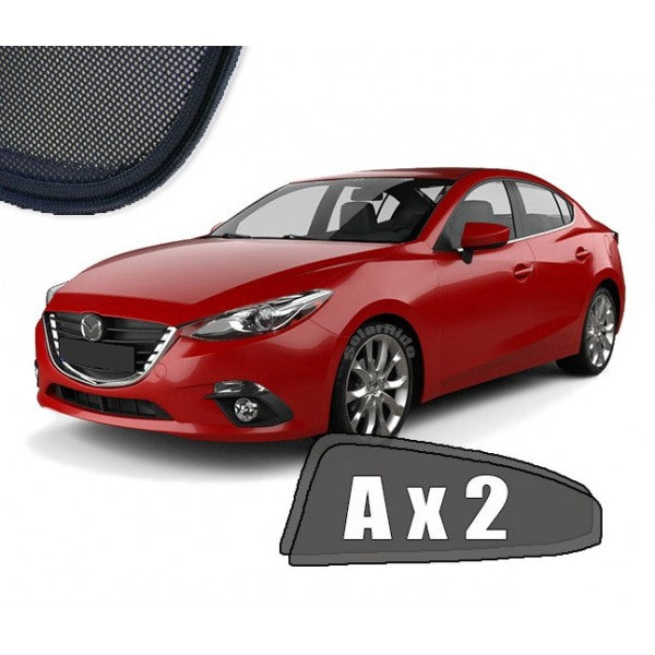 Sr solskjerm i akryl roykfarget til Mazda 3 Sedan III med enkel montering og god ventilasjon