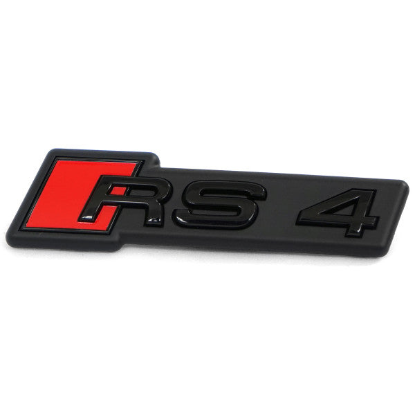 Emblem/logo til Audi RS4 (8W Facelift) i svart blank og rødt fra Genuine Audi AG, perfekt passform for frontgrillen
